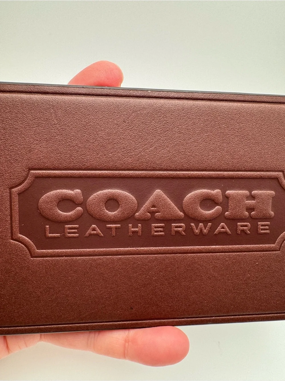 Coach XL Hangtag Bag Charm CBR57 Dark Brown Brass Leather NWT - Picture 8 of 16